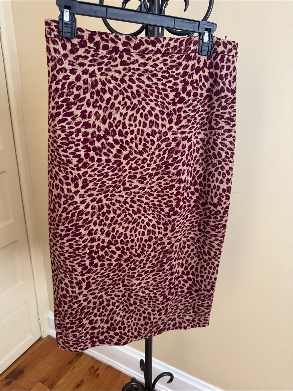 MaxMara Studio Burgundy Animal Print Pencil Skirt